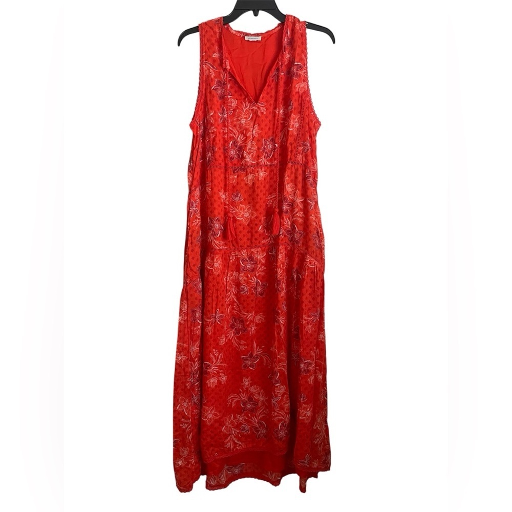 Sundance Orange Floral Tiered Lined Maxi Dress Size 10 ? No Size Tag